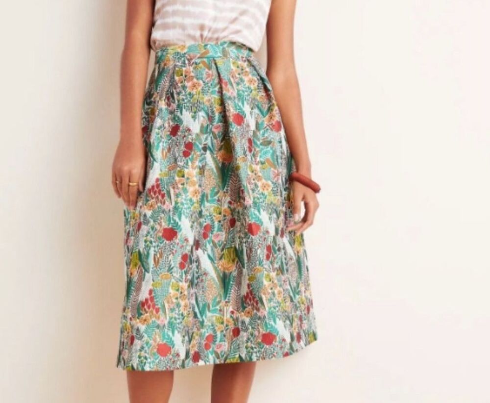 ANTHROPOLOGIE NWT Sunday in Brooklyn Floral Jacquard A-Line Midi Skirt Size XL